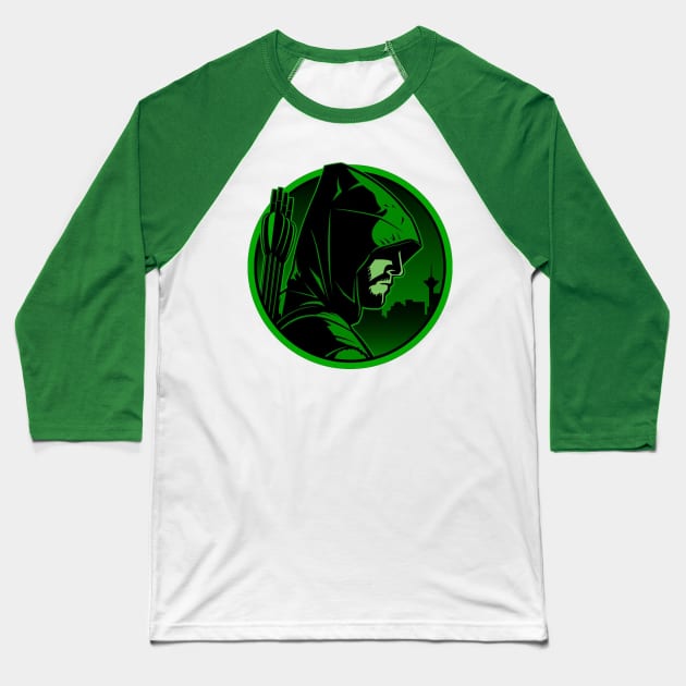 Green Arrow Art Emblem Baseball T-Shirt by Heroified